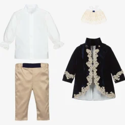 Andreeatex Suits*Boys Navy Blue Velvet & Satin Suit