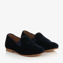 Beatrice amp; George Traditional Shoes|Loafers & Moccasins*Boys Navy Blue Velvet Loafers