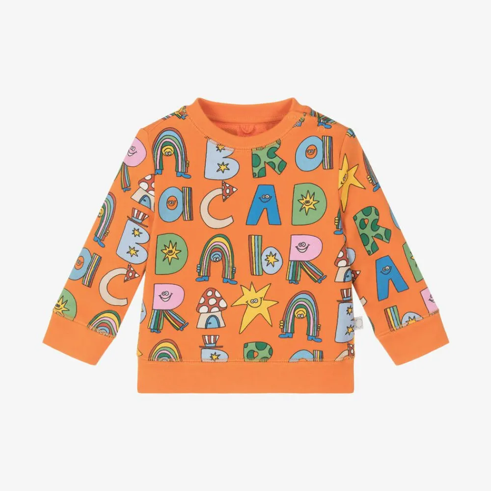 Stella McCartney Kids Tops*Boys Orange Cotton Magical Letters Sweatshirt