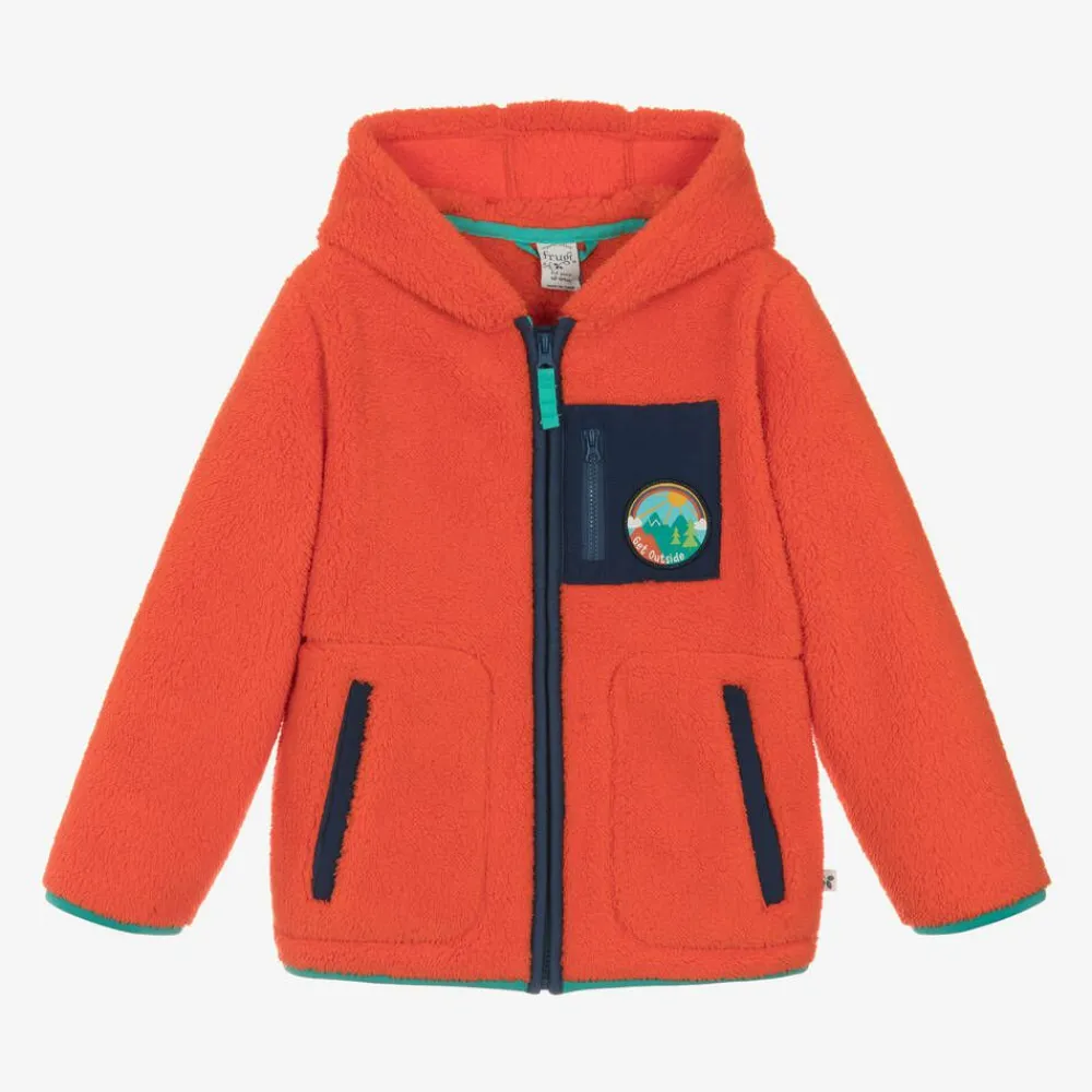 Frugi Tops*Boys Orange Fleece Zip-Up Top