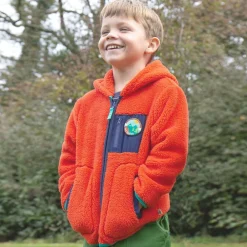 Frugi Tops*Boys Orange Fleece Zip-Up Top