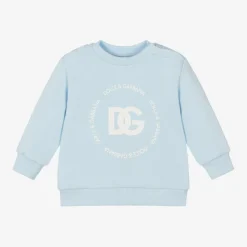Dolce amp; Gabbana Tops*Boys Pale Blue Cotton Sweatshirt