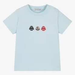 Moncler Enfant Tops*Boys Pale Blue Cotton T-Shirt