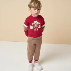 iDO Baby Tracksuits*Boys Red & Beige Cotton Tracksuit