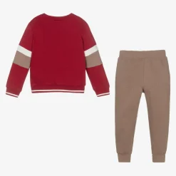 iDO Baby Tracksuits*Boys Red & Beige Cotton Tracksuit