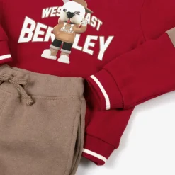 iDO Baby Tracksuits*Boys Red & Beige Cotton Tracksuit