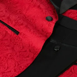 Romano Suits*Boys Red & Black Jacquard Suit