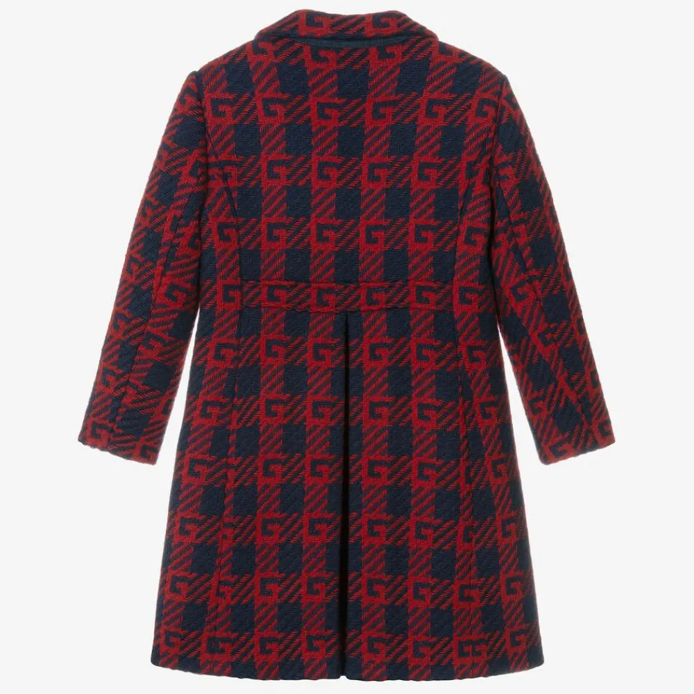 Gucci Coats & Jackets*Boys Red & Blue Wool Logo Coat