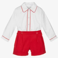 Rachel Riley Outfit Sets|Outfit Sets*Boys Red & Ivory Cotton Buster Suit