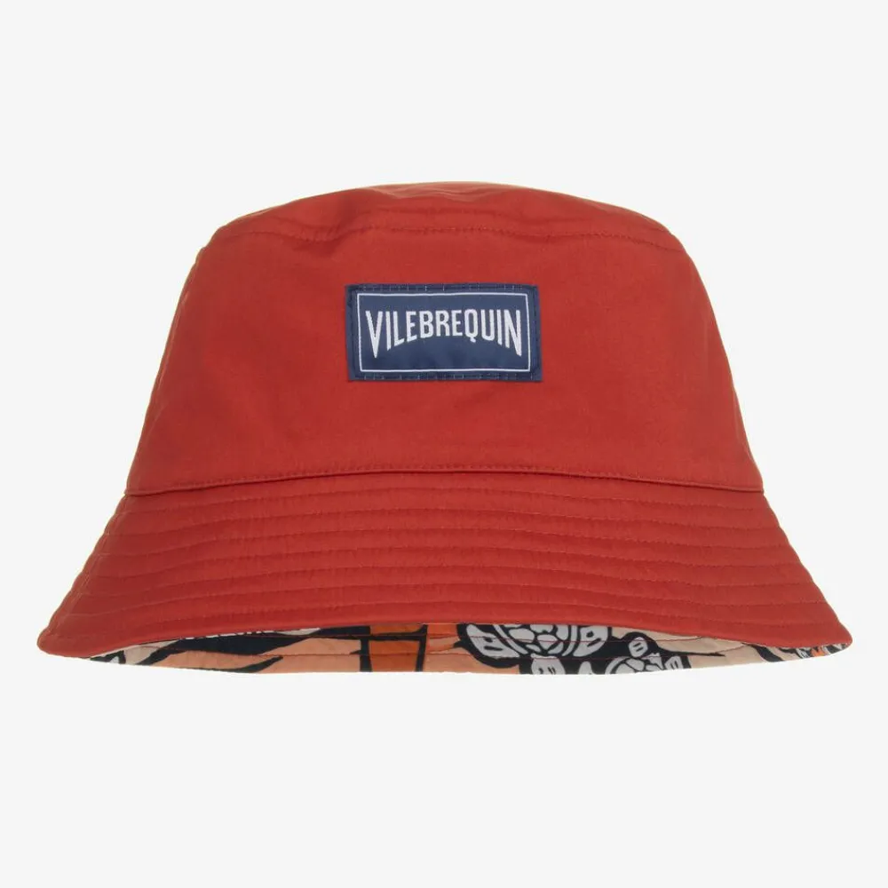 Vilebrequin Hats*Boys Red & Orange Turtle Bucket Hat