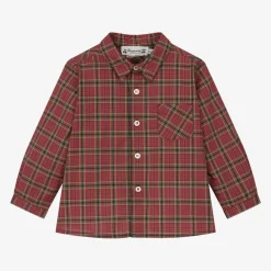 Bonpoint Tops*Boys Red Checked Cotton Shirt
