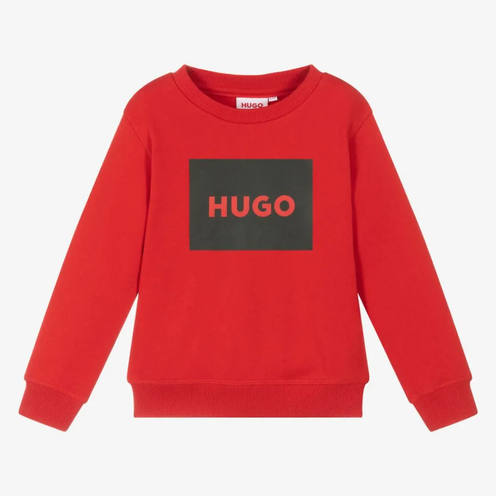 HUGO Tops*Boys Red Cotton Sweatshirt