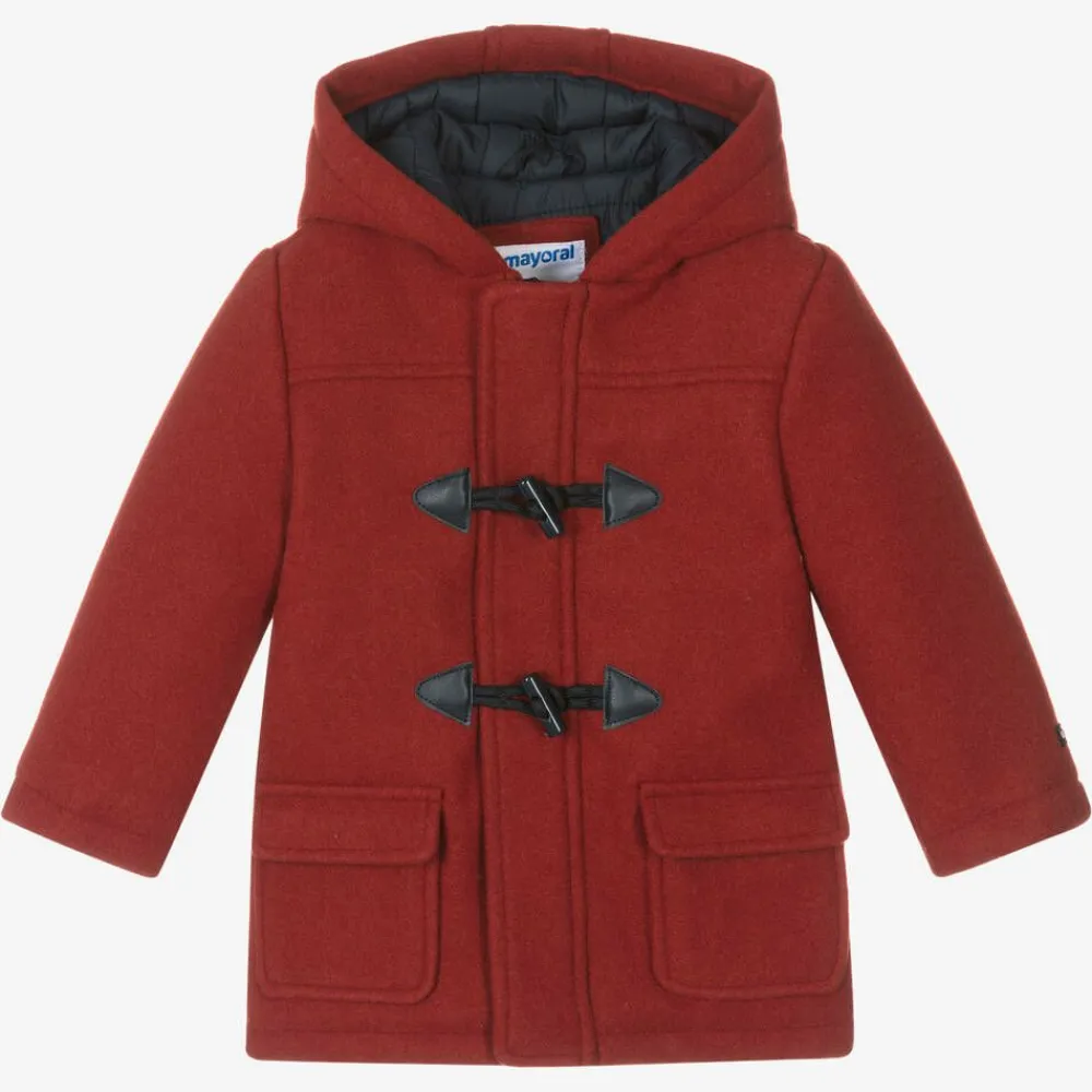 Mayoral Coats & Jackets*Boys Red Hooded Duffle Coat