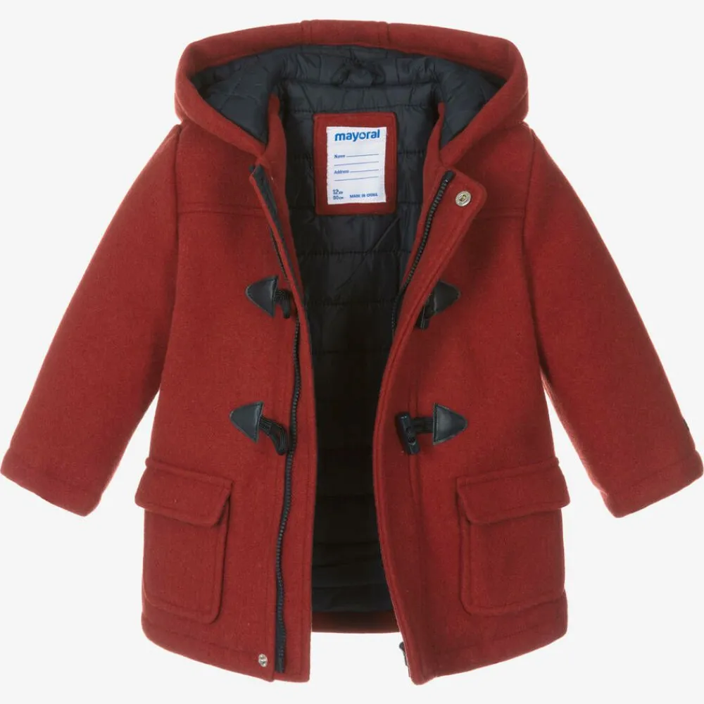 Mayoral Coats & Jackets*Boys Red Hooded Duffle Coat