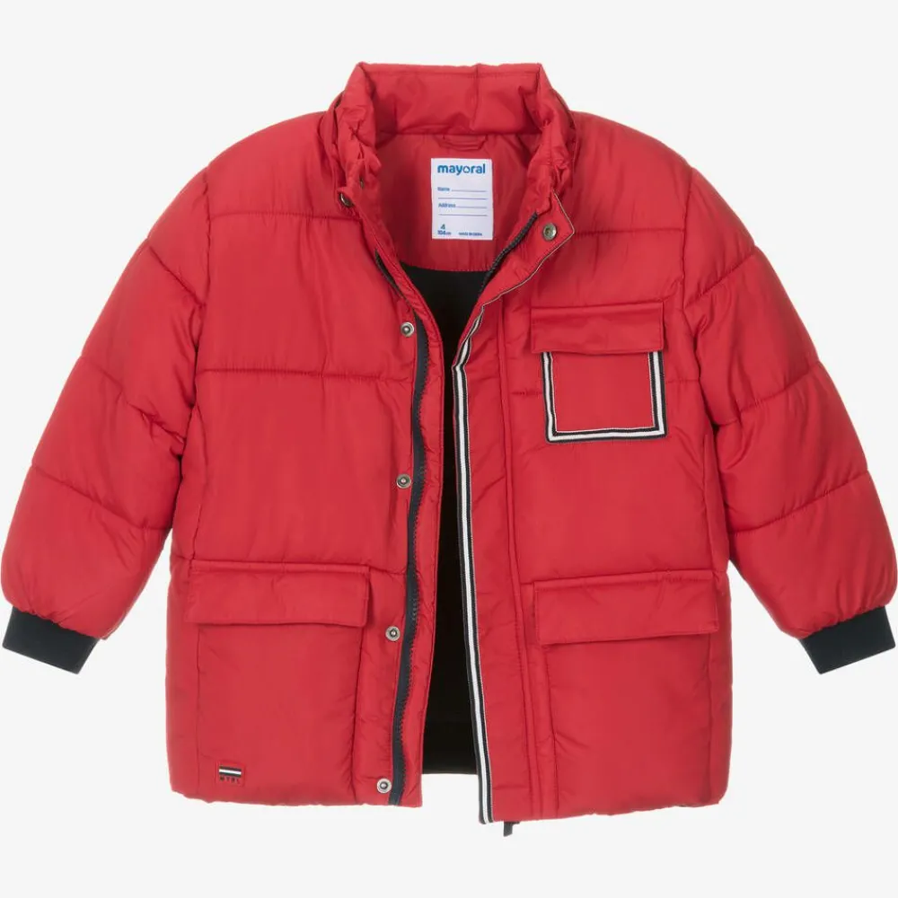 Mayoral Coats & Jackets*Boys Red Hooded Puffer Coat