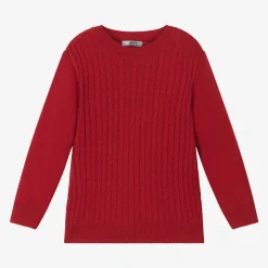 Dr. Kid Tops*Boys Red Knitted Cotton & Wool Sweater
