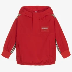 Burberry Coats & Jackets*Boys Red Quarter-Zip Vintage Check Jacket