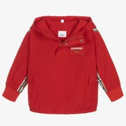 Burberry Coats & Jackets*Boys Red Quarter-Zip Vintage Check Jacket