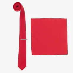 House of Cavani Clothing Accessories*Boys Red Satin Tie Set