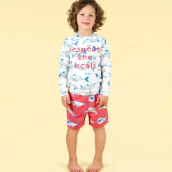 Rock Your Baby Swimwear*Boys Red Sharks Swim Shorts