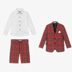 Beau KiD Suits|Suits*Boys Red Tartan Check Shorts Suit