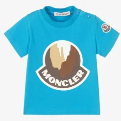 Moncler Enfant Tops*Boys Turquoise Blue Cotton T-Shirt