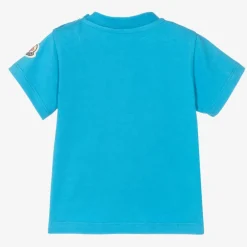 Moncler Enfant Tops*Boys Turquoise Blue Cotton T-Shirt