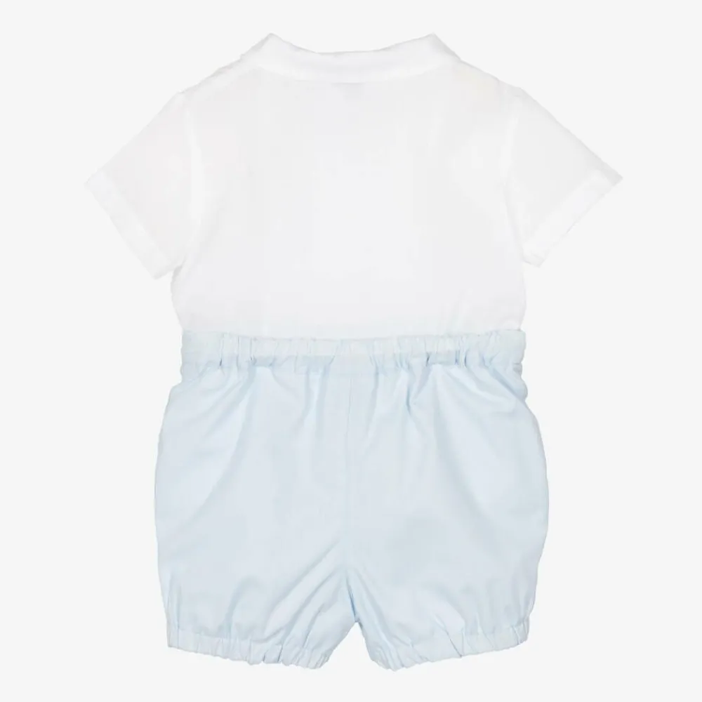 Sarah Louise Outfit Sets|Outfit Sets*Boys White & Blue Cotton Buster Suit