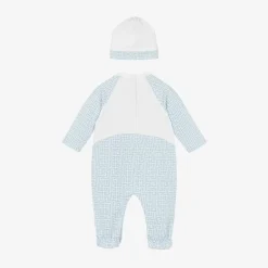 Balmain Babysuits*Boys White & Blue Cotton Babygrow Gift Set