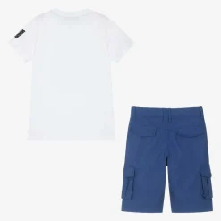 AIGNER Outfit Sets*Boys White & Blue Cotton Shorts Set