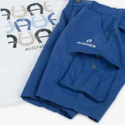 AIGNER Outfit Sets*Boys White & Blue Cotton Shorts Set