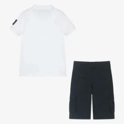 AIGNER Outfit Sets*Boys White & Blue Cotton Shorts Set