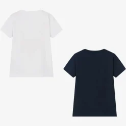 Emporio Armani Underwear*Boys White & Blue Cotton T-Shirts (2 Pack)