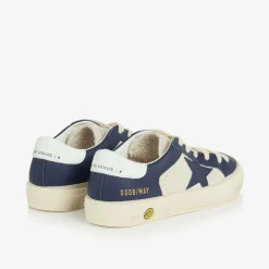 Golden Goose Trainers|Trainers*Boys White & Blue Leather May Trainers