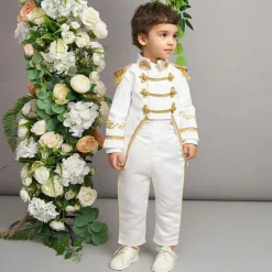 Andreeatex Suits|Suits*Boys White & Gold Military Suit