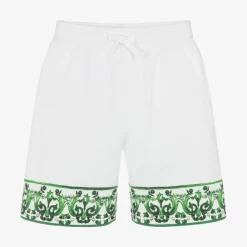 Dolce amp; Gabbana Shorts*Boys White & Green Majolica Shorts