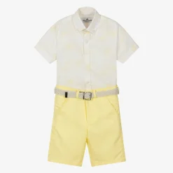 Beau KiD Outfit Sets*Boys White & Yellow Shorts Set