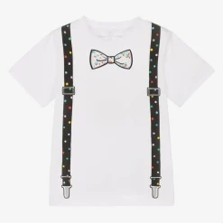 Stella McCartney Kids Tops*Boys White Braces Print Cotton T-Shirt