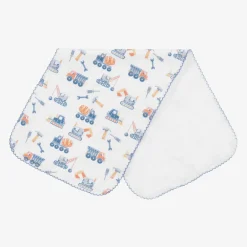 Kissy Kissy Gifts*Boys White Construction Crew Burp Cloth (48cm)