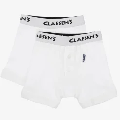 Claesens Underwear*Boys White Cotton Boxer Shorts (2 Pack)