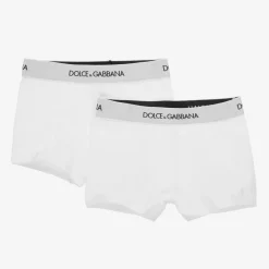 Dolce amp; Gabbana Underwear*Boys White Cotton Boxers (2 Pack)