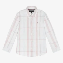 Tommy Hilfiger Tops*Boys White Cotton Checked Shirt