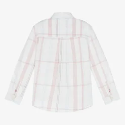 Tommy Hilfiger Tops*Boys White Cotton Checked Shirt