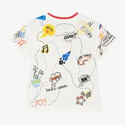 Dolce amp; Gabbana Tops*Boys White Cotton Graphic Print T-Shirt
