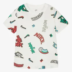 Nike Tops*Boys White Cotton Logo Print T-Shirt