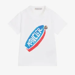 Moncler Enfant Tops*Boys White Cotton Logo T-Shirt