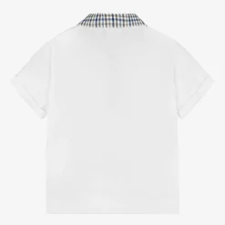 Monnalisa Tops*Boys White Cotton Piqué Polo Shirt