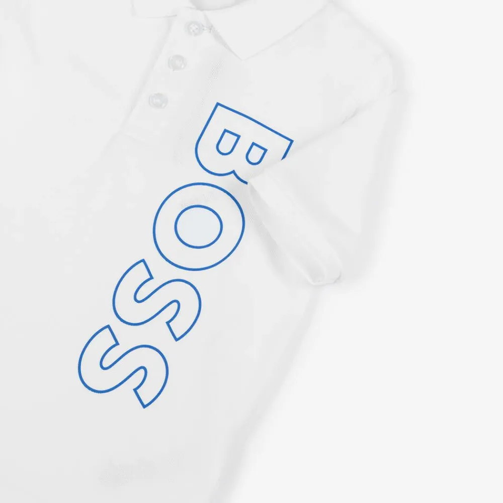 BOSS Tops*Boys White Cotton Polo Shirt