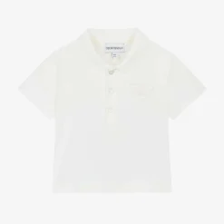 Emporio Armani Tops*Boys White Cotton Polo Shirt