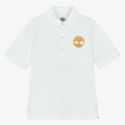 Timberland Tops*Boys White Cotton Polo Shirt